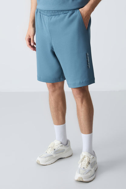 Forest Green Cotton Thick Soft Textured Oversize Fit Basic Men's Shorts Set - 85258