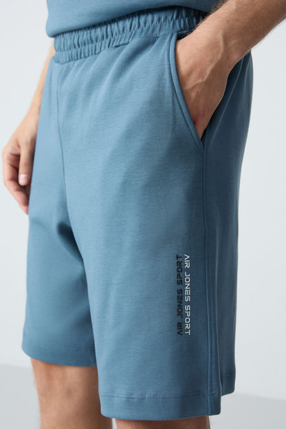 Forest Green Cotton Thick Soft Textured Oversize Fit Basic Men's Shorts Set - 85258