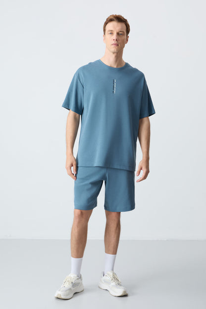 Forest Green Cotton Thick Soft Textured Oversize Fit Basic Men's Shorts Set - 85258