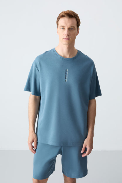 Forest Green Cotton Thick Soft Textured Oversize Fit Basic Men's Shorts Set - 85258