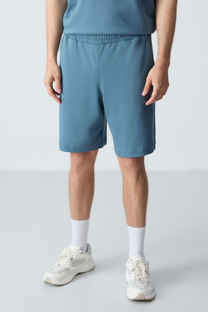Forest Green Cotton Thick Soft Textured Oversize Fit Basic Men's Shorts Set - 85258