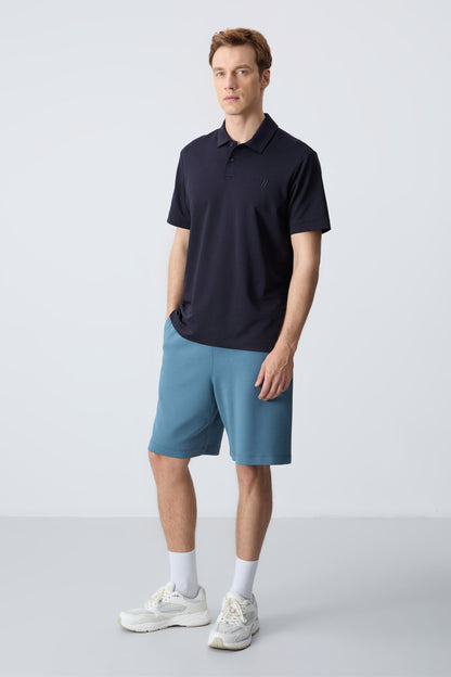 Forest Green Cotton Thick Soft Textured Standard Fit Basic Men's Shorts - 81275