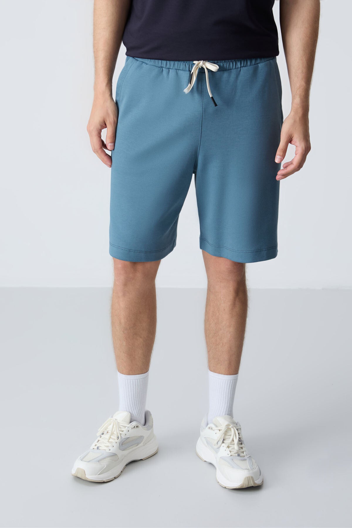 Forest Green Cotton Thick Soft Textured Standard Fit Basic Men's Shorts - 81275