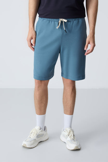 Forest Green Cotton Thick Soft Textured Standard Fit Basic Men's Shorts - 81275