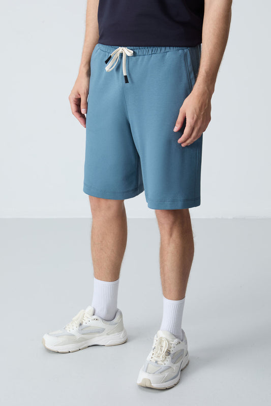 Forest Green Cotton Thick Soft Textured Standard Fit Basic Men's Shorts - 81275