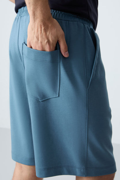 Forest Green Cotton Thick Soft Textured Standard Fit Basic Men's Shorts - 81275