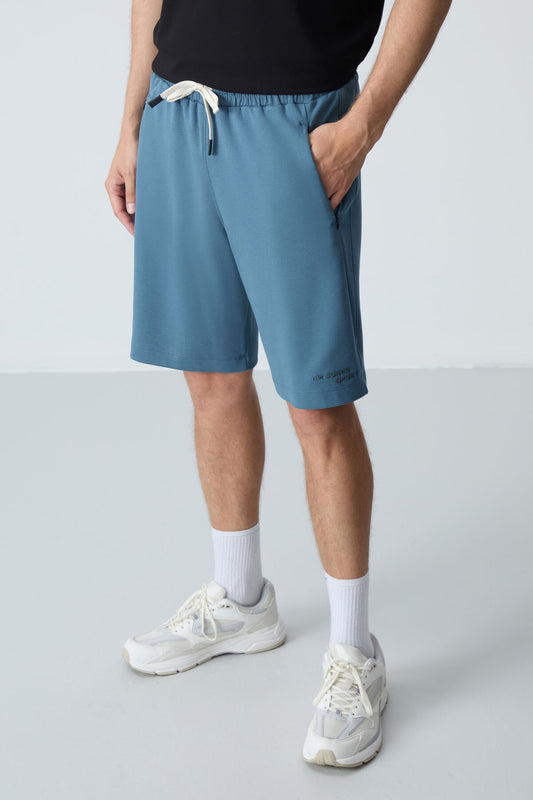 Forest Green Cotton Thick Soft Textured Standard Fit Basic Men's Shorts - 81276