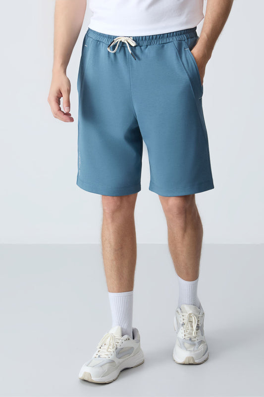 Forest Green Cotton Thick Soft Textured Standard Fit Basic Men's Shorts - 81278