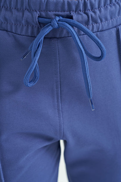 Light Purple Detailed Laced Front Panel Wide-Legged Girls' Tracksuit Bottom - 75124