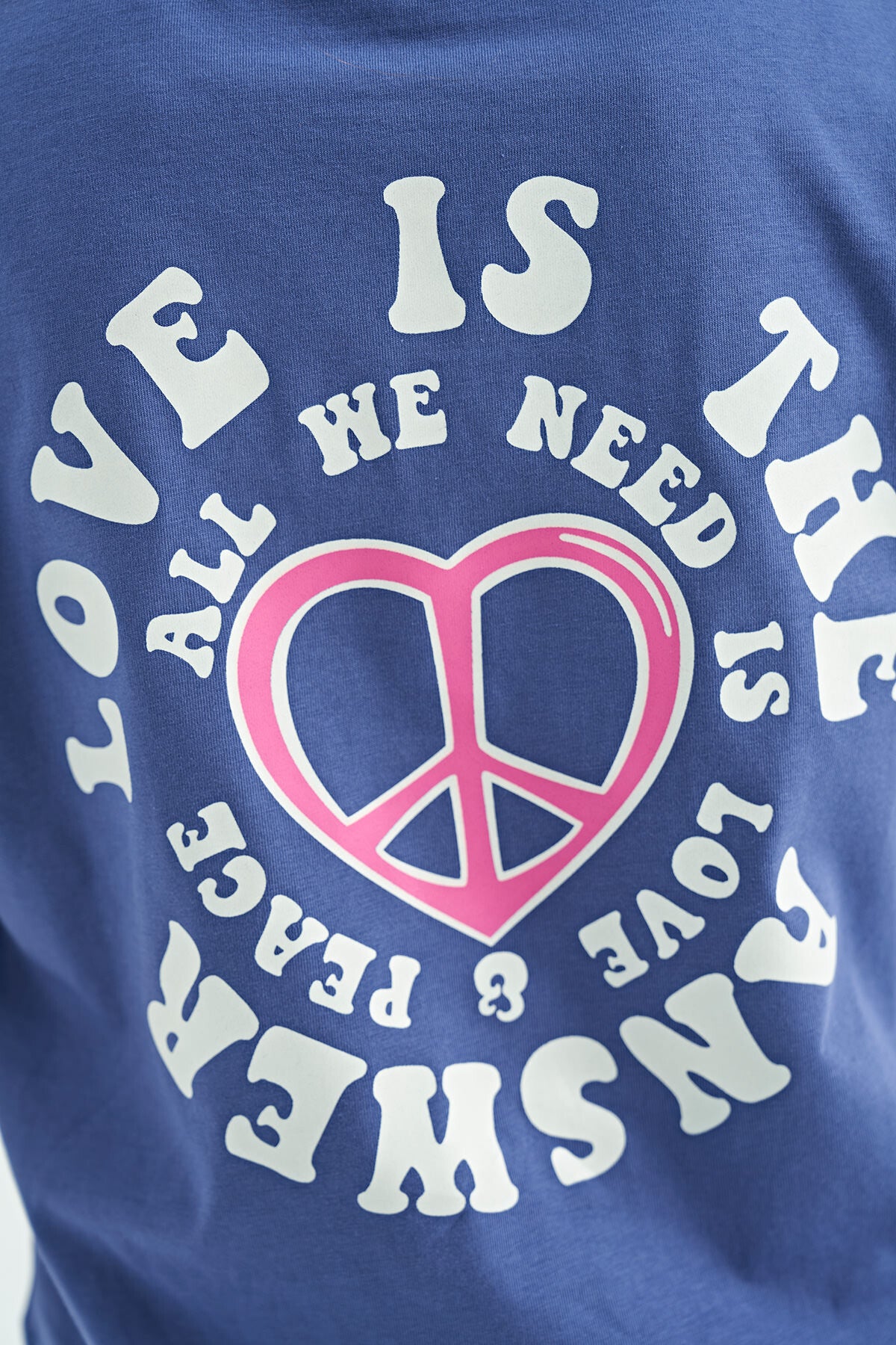 Light Purple Front and Back Printed O Collar Low Shoulder Oversize Short Sleeve Girls' T-Shirt - 75126