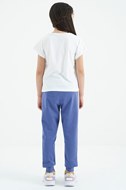 Light Purple Side Striped Hidden Zipper Pocket Detailed Jogger Girls' Tracksuit Bottom - 75122
