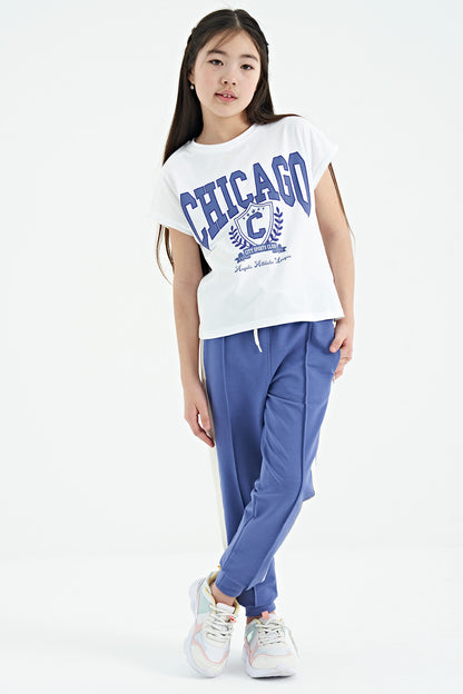 Light Purple Side Striped Hidden Zipper Pocket Detailed Jogger Girls' Tracksuit Bottom - 75122