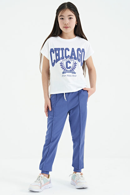 Light Purple Side Striped Hidden Zipper Pocket Detailed Jogger Girls' Tracksuit Bottom - 75122