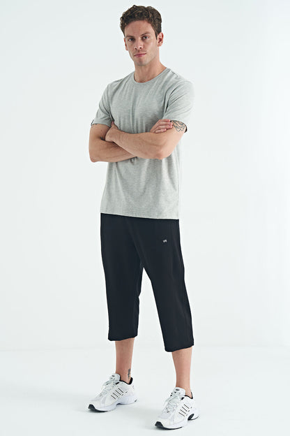 Grey Melange Men's Basic Short Sleeve Regular Fit O Neck T-shirt - 87911