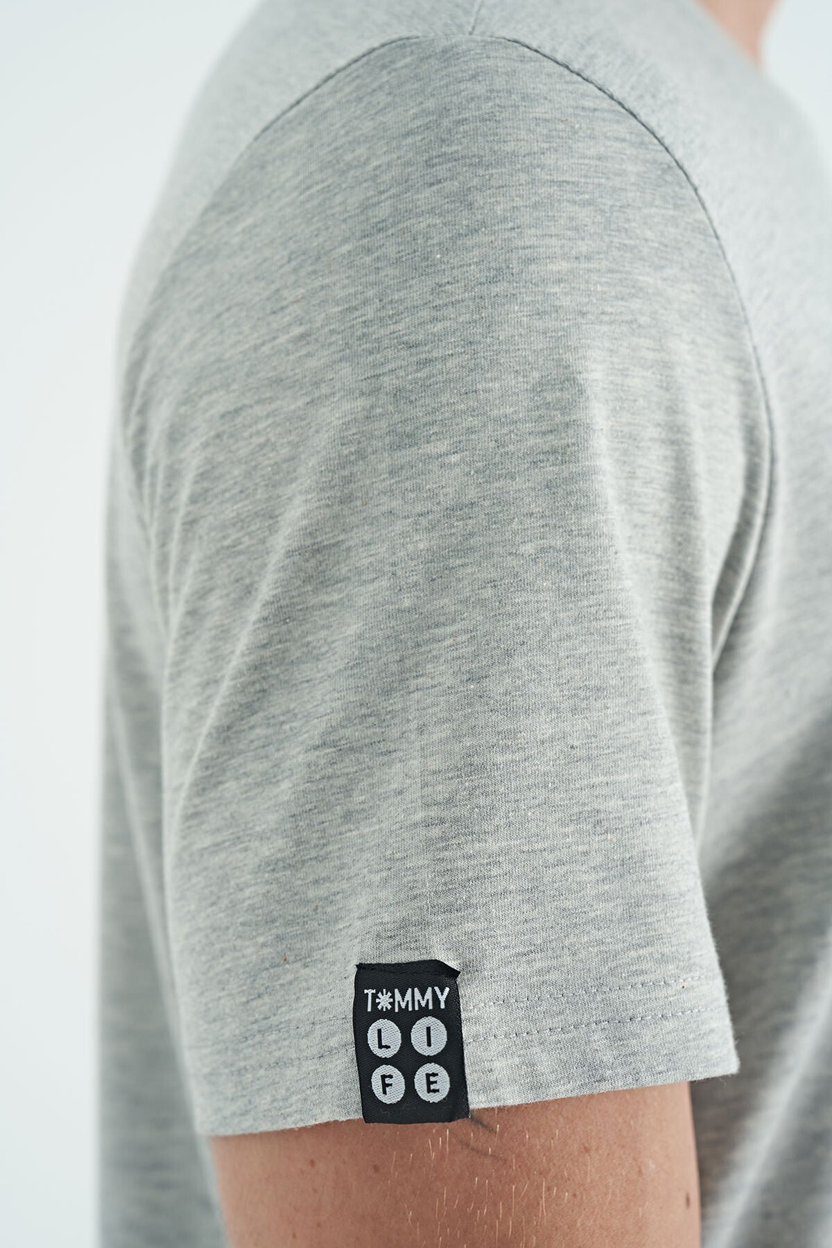 Grey Melange Men's Basic Short Sleeve Regular Fit O Neck T-shirt - 87911