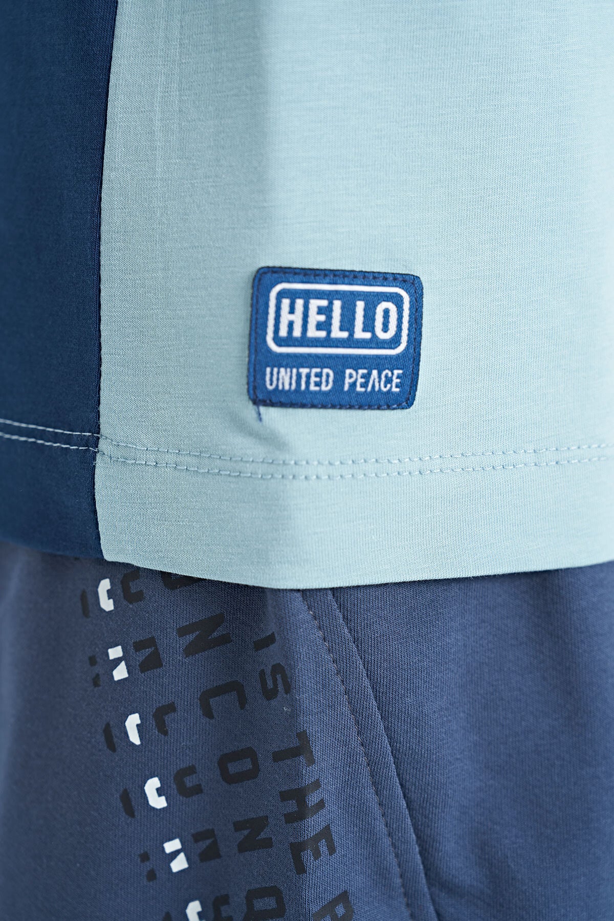 Light Blue Print Detailed O Collar Standard Fit Boys T-Shirt - 11157