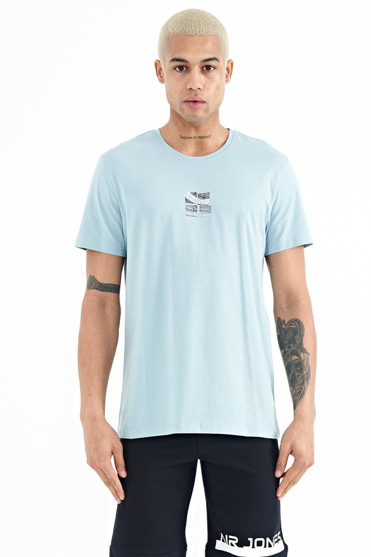 Miles Open Blue Print Men's T-Shirt - 88222
