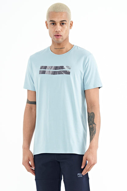 Peter Light Blue O Collar Men's T-Shirt - 88204