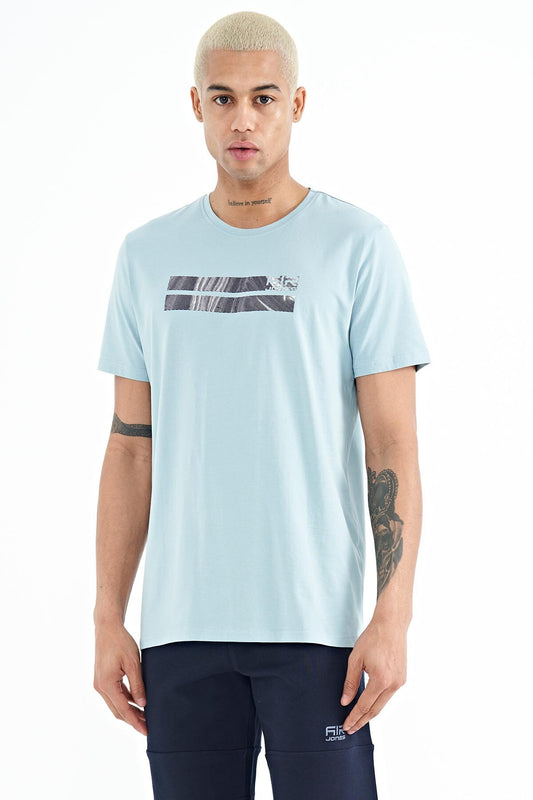 Peter Light Blue O Collar Men's T-Shirt - 88204