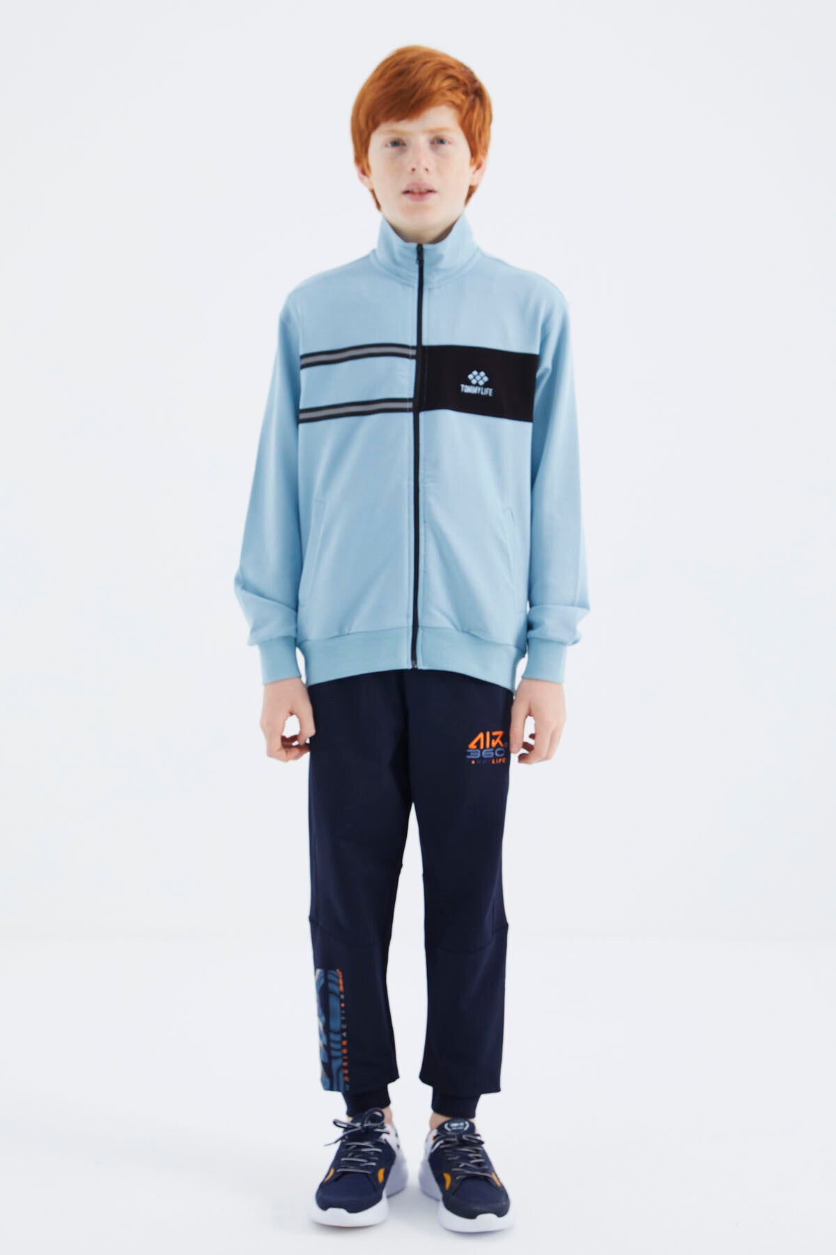 Light Blue Straight Collar Boys Sweatshirt - 11183