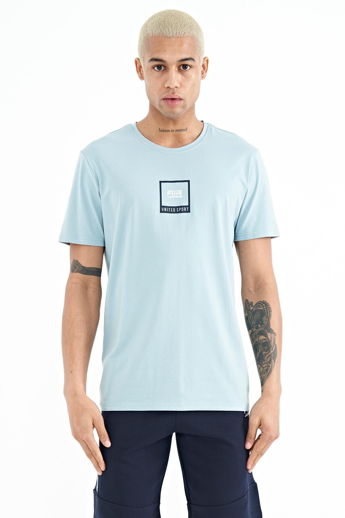 Adney Light Blue O Collar Men's T-Shirt - 88230