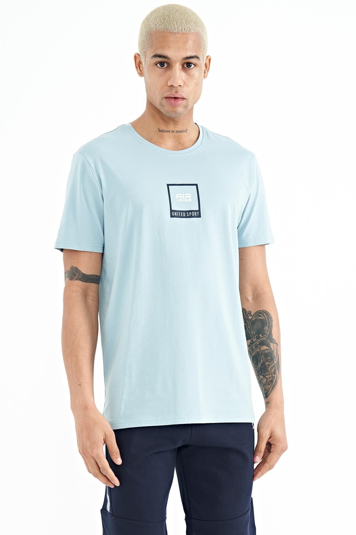 Adney Light Blue O Collar Men's T-Shirt - 88230