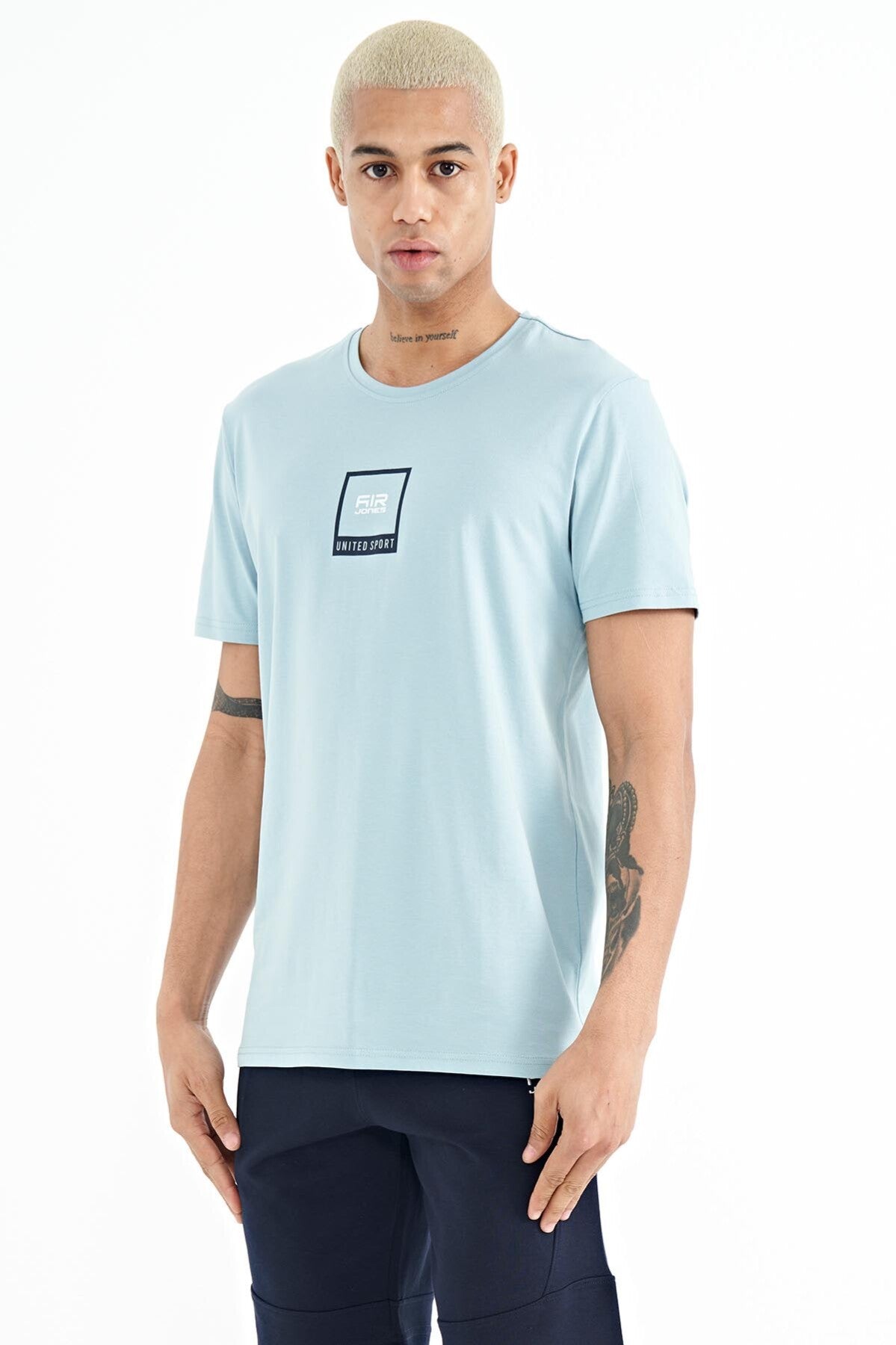 Adney Light Blue O Collar Men's T-Shirt - 88230