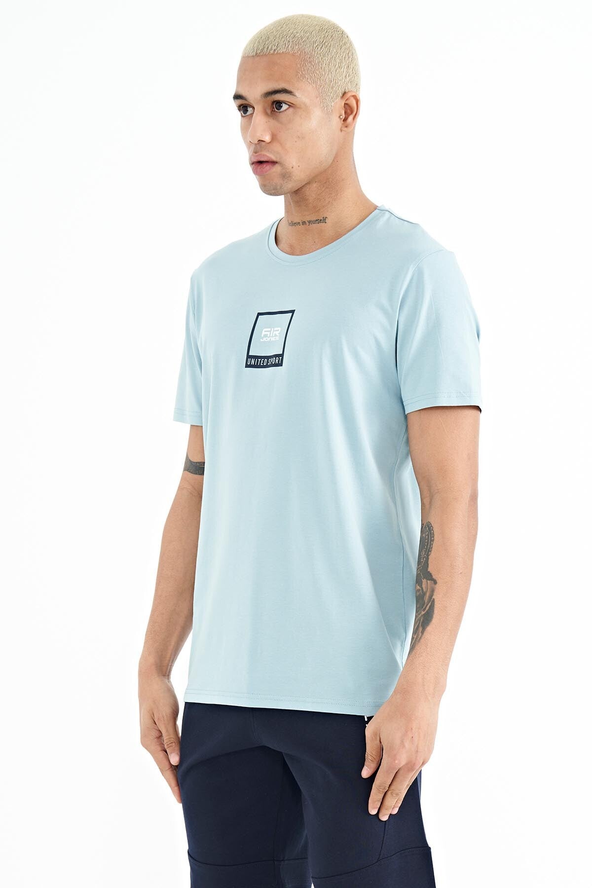 Adney Light Blue O Collar Men's T-Shirt - 88230