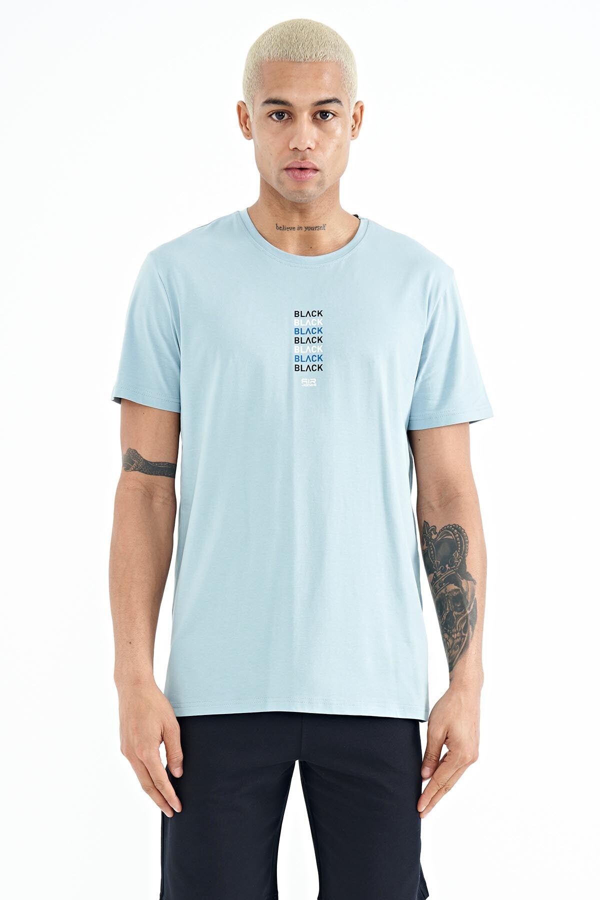 Tylor Light Blue Print Men's T-Shirt - 88227