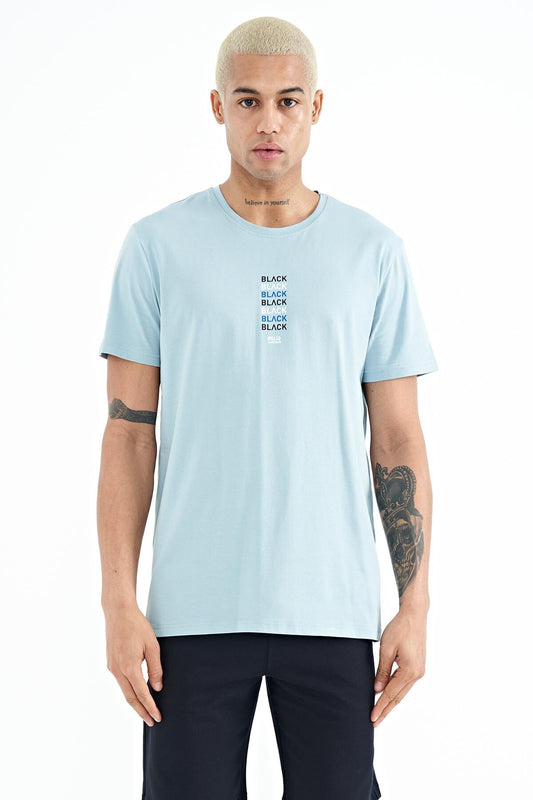 Tylor Light Blue Print Men's T-Shirt - 88227