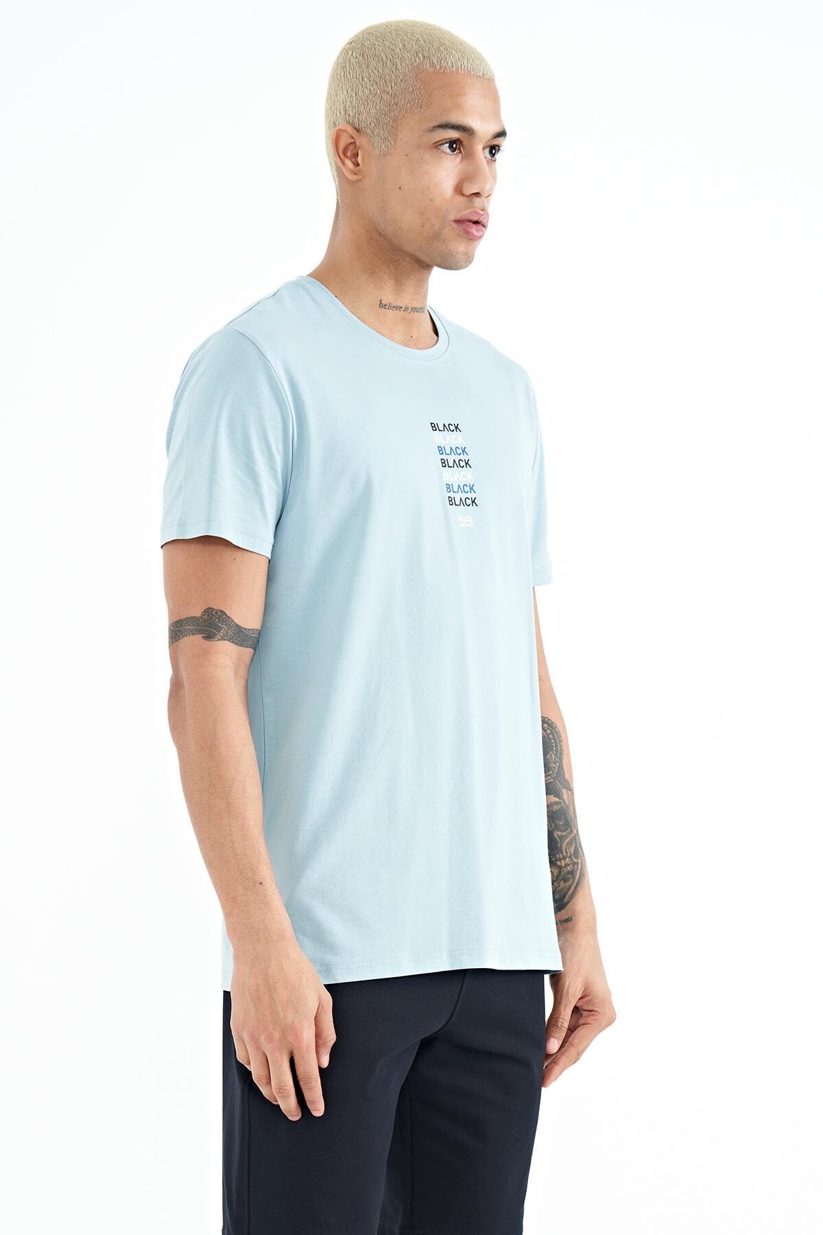 Tylor Light Blue Print Men's T-Shirt - 88227