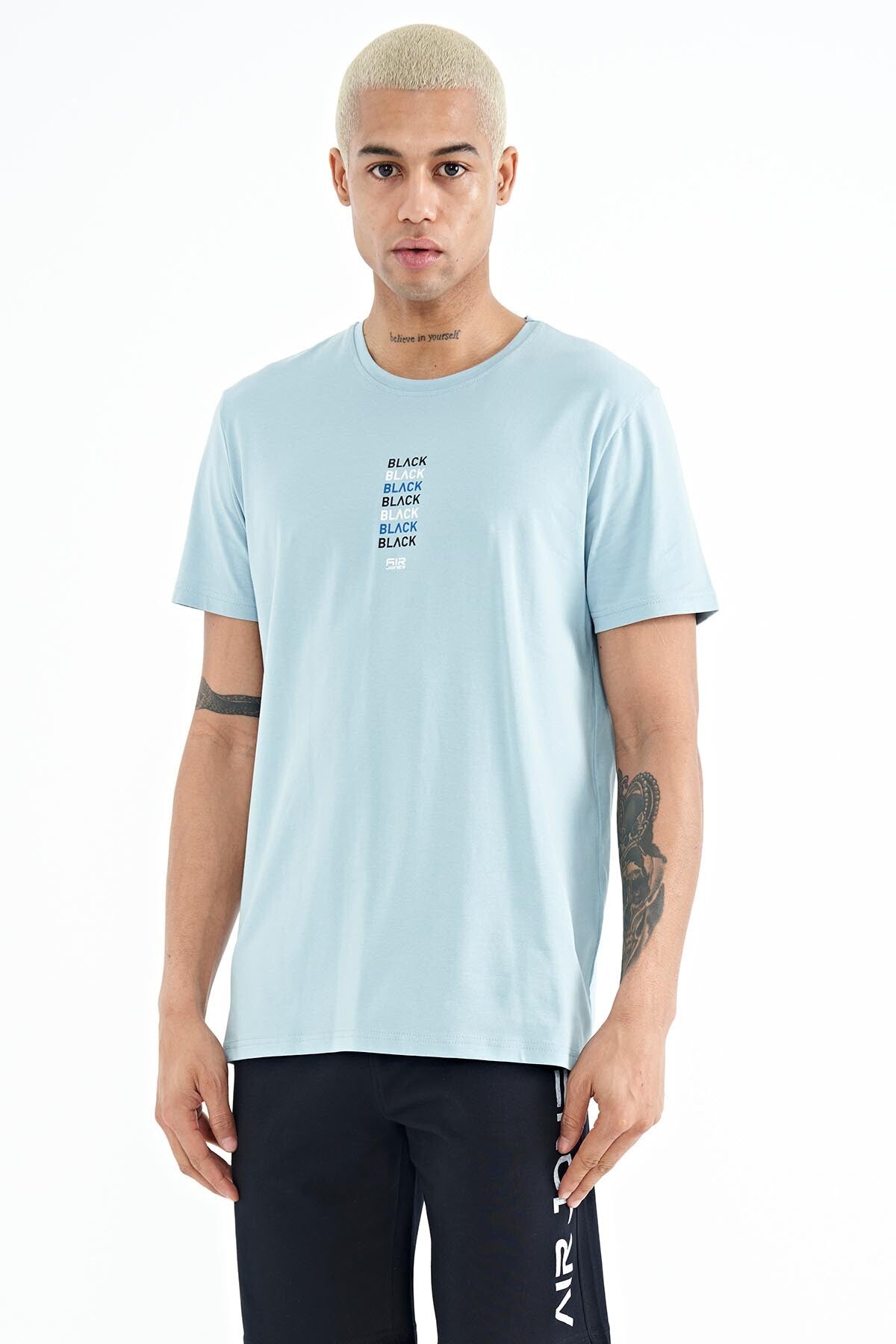 Tylor Light Blue Print Men's T-Shirt - 88227