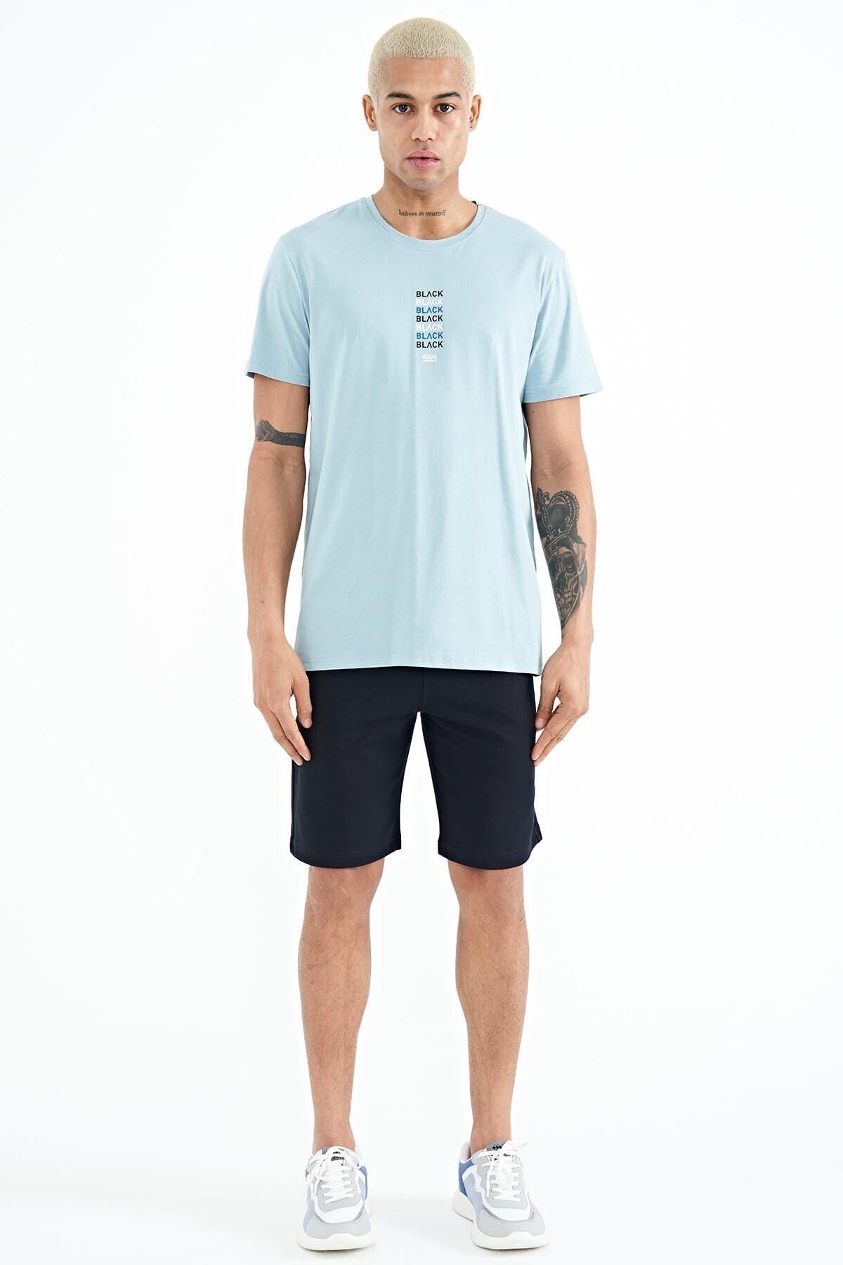 Tylor Light Blue Print Men's T-Shirt - 88227