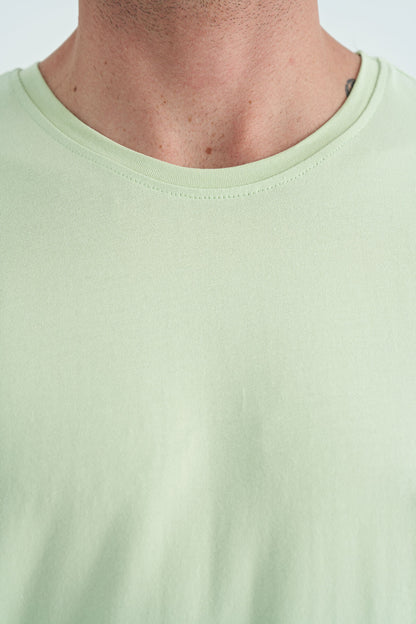 Light Green Men's Basic Short Sleeve Regular Fit O Neck T-shirt - 87911