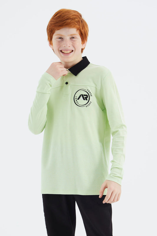 Light Green Polo Collar Boys T-Shirt - 11172