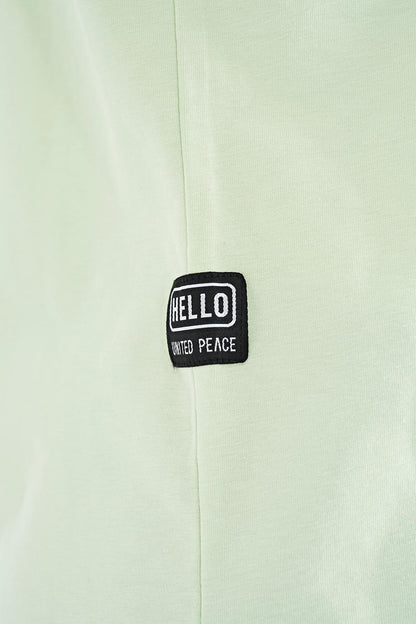 Light Green Print O Collar Standard Fit Boys' T-Shirt - 11149