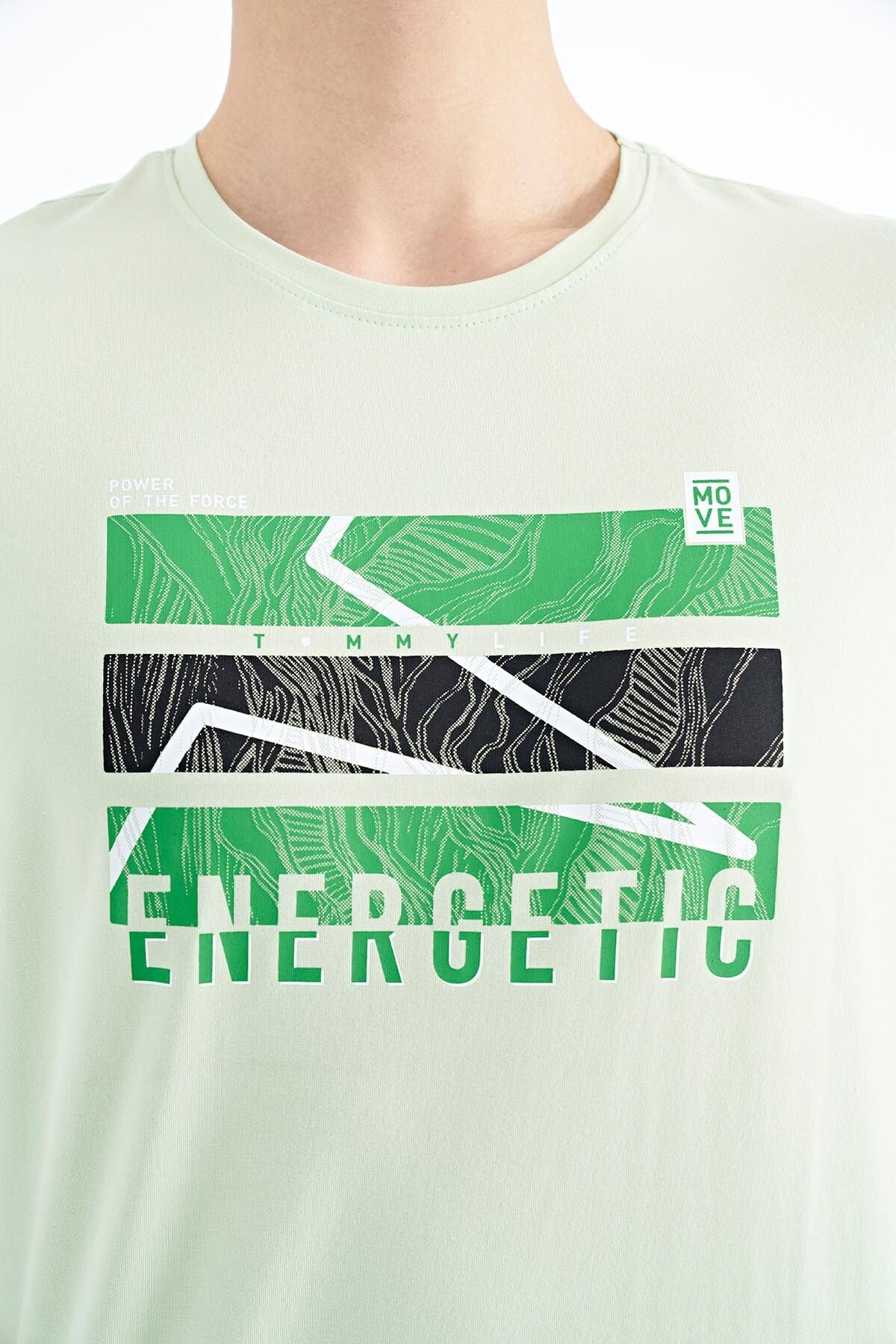 Light Green Printed O Collar Standard Fit Men's T-shirt - 88201