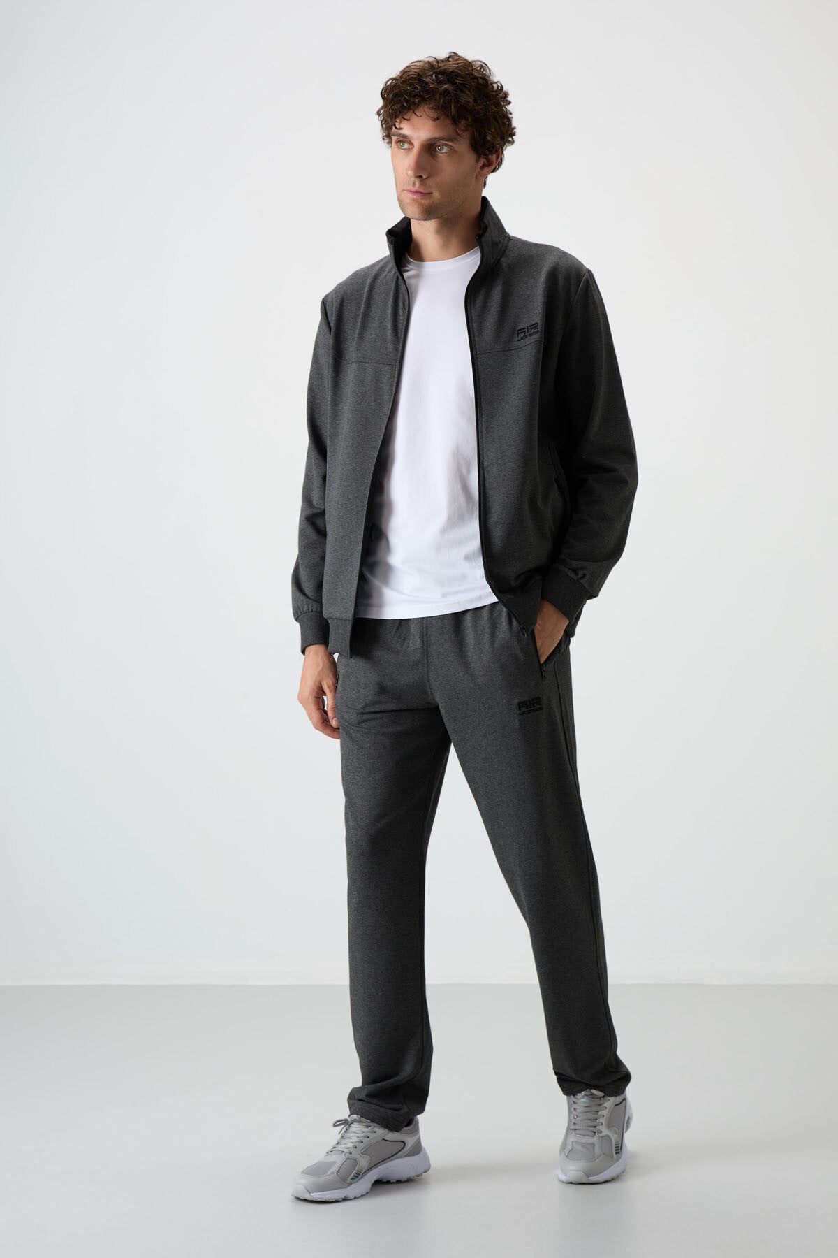 Troy Anthracite Melange Standard Fit Men's Tracksuit Set - 85196