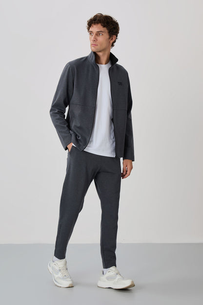 Carlos Anthracite Melange Standard Cut Men's Tracksuit Set - 85209
