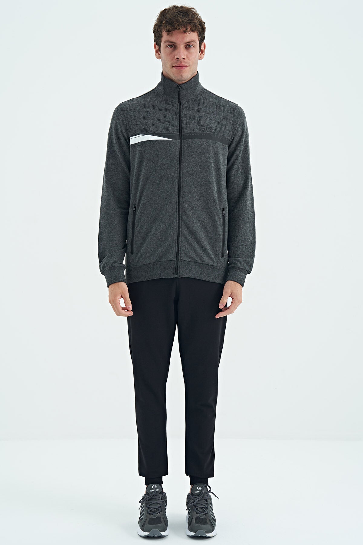Harry Anthracite Melange - Black Standard Mold Men's Tracksuit Set - 85197