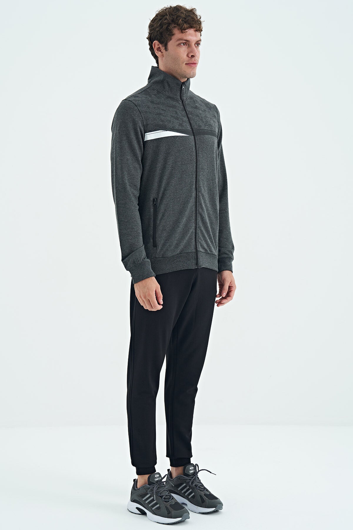 Harry Anthracite Melange - Black Standard Mold Men's Tracksuit Set - 85197