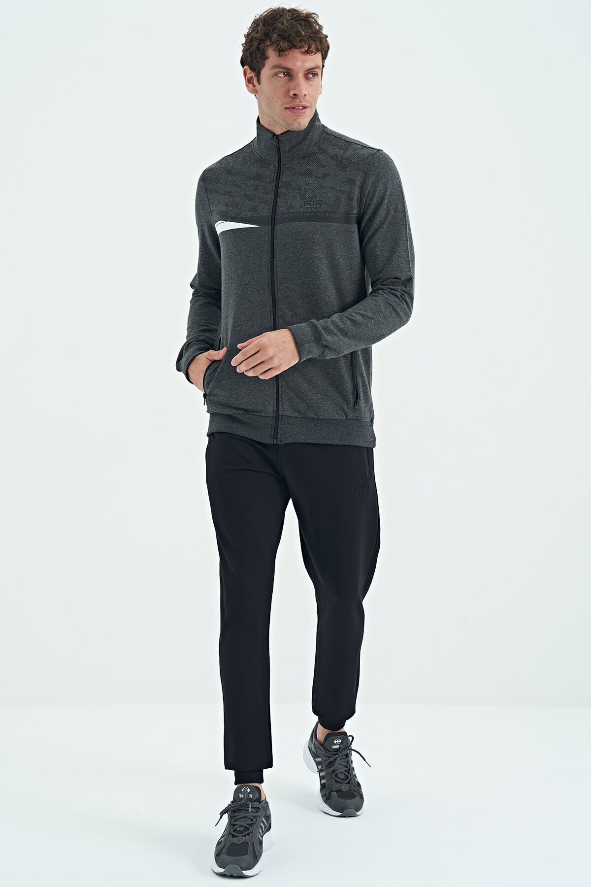 Harry Anthracite Melange - Black Standard Mold Men's Tracksuit Set - 85197