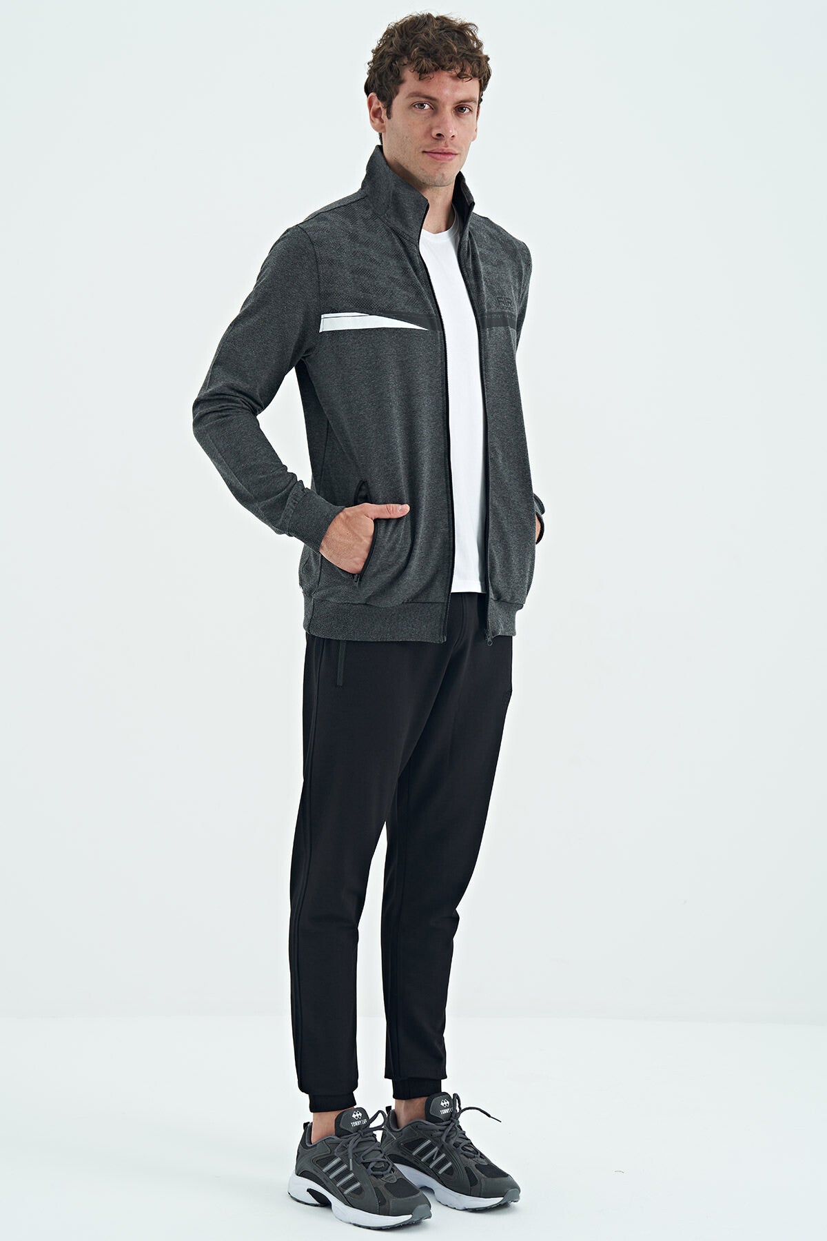 Harry Anthracite Melange - Black Standard Mold Men's Tracksuit Set - 85197