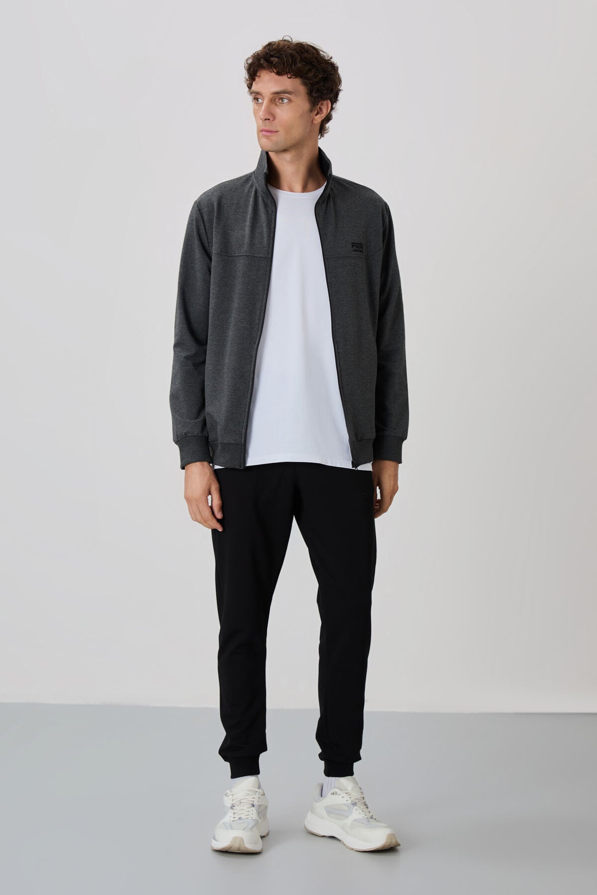 Anton Anthracite Melange - Black Jogger Tracksuit Set - 85178