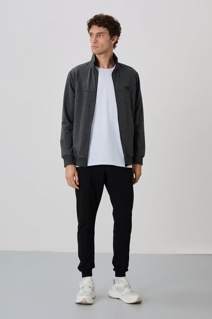 Anton Anthracite Melange - Black Jogger Tracksuit Set - 85178