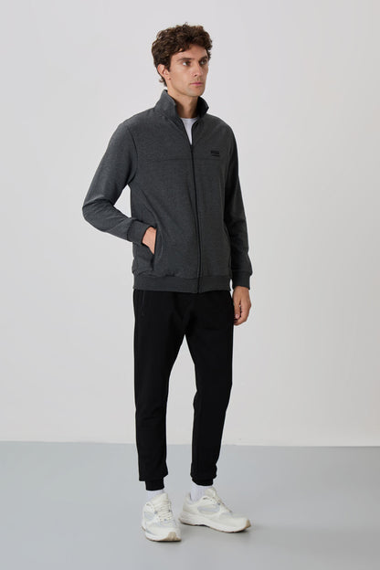 Anton Anthracite Melange - Black Jogger Tracksuit Set - 85178