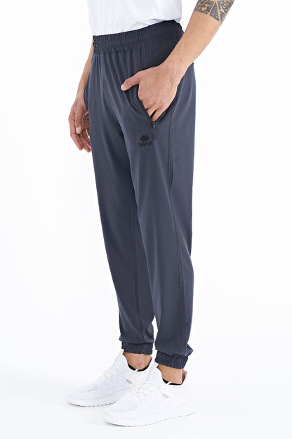 Anthracite Men's Basic Cuffed Elastic Hem Comfort Fit Jogger Pants - 84826