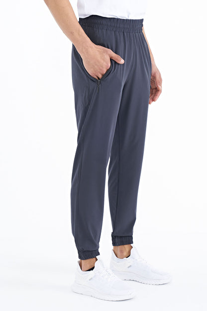 Anthracite Men's Basic Cuffed Elastic Hem Comfort Fit Jogger Pants - 84826