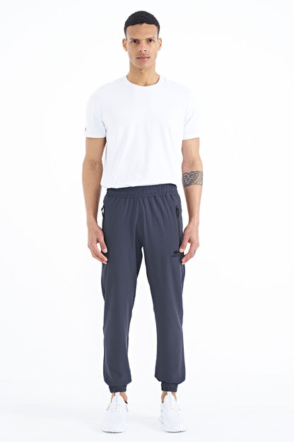 Anthracite Men's Basic Cuffed Elastic Hem Comfort Fit Jogger Pants - 84826