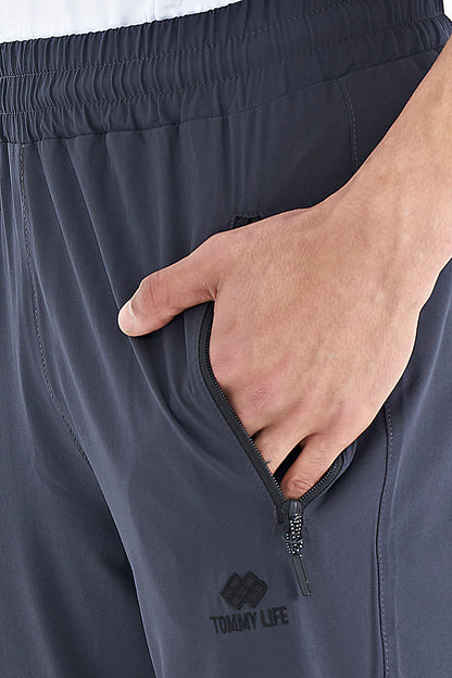 Anthracite Men's Basic Cuffed Elastic Hem Comfort Fit Jogger Pants - 84826